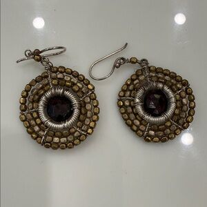 Elegant Gold and Brown Beaded Earrings